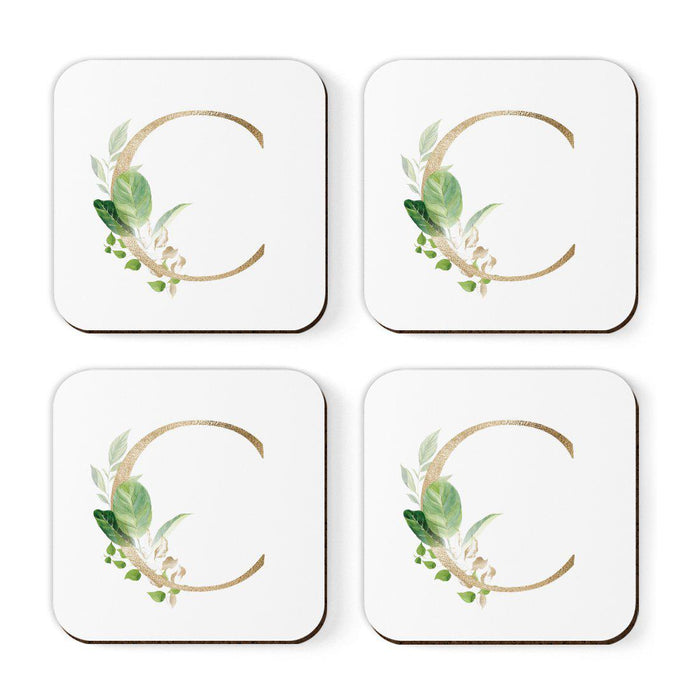 Square Coffee Drink Coasters Gift Set, Exotic Tropical Monogram-Set of 4-Andaz Press-A-