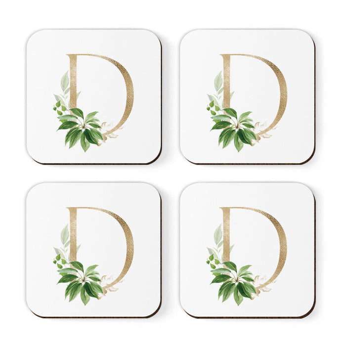 Square Coffee Drink Coasters Gift Set, Exotic Tropical Monogram-Set of 4-Andaz Press-A-