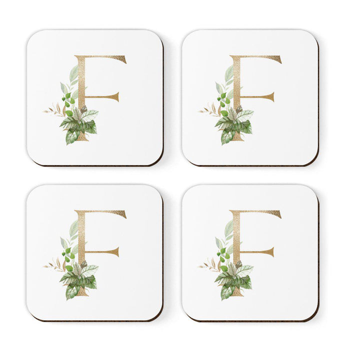 Square Coffee Drink Coasters Gift Set, Exotic Tropical Monogram-Set of 4-Andaz Press-A-