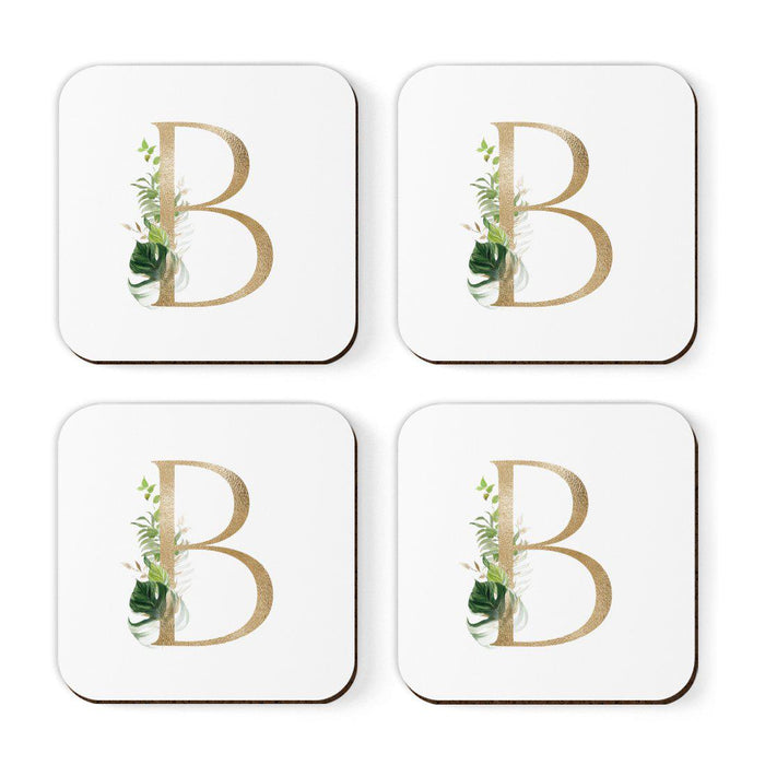 Square Coffee Drink Coasters Gift Set, Exotic Tropical Monogram-Set of 4-Andaz Press-B-