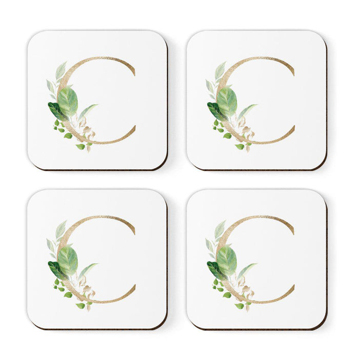 Square Coffee Drink Coasters Gift Set, Exotic Tropical Monogram-Set of 4-Andaz Press-C-