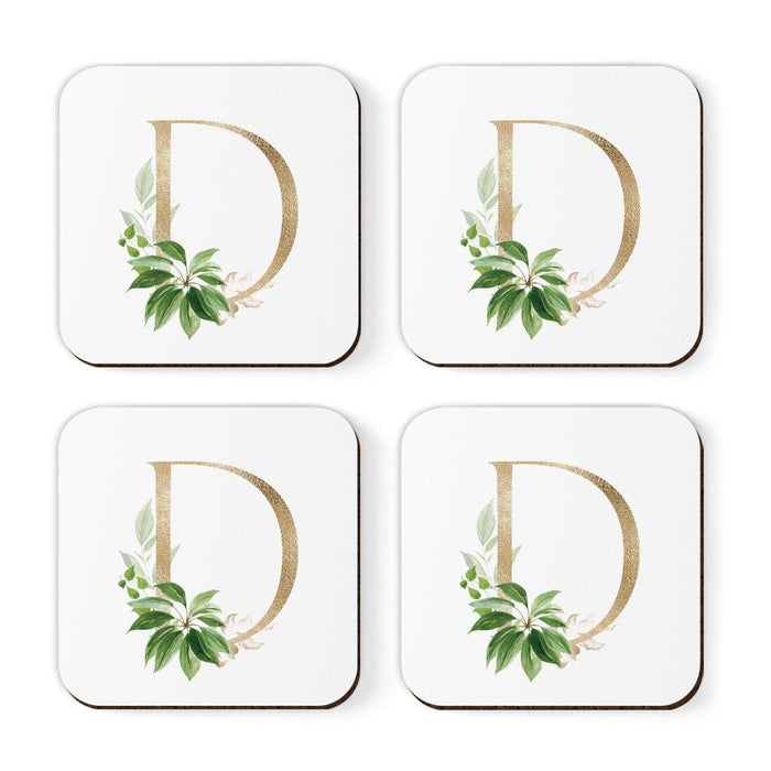 Square Coffee Drink Coasters Gift Set, Exotic Tropical Monogram-Set of 4-Andaz Press-D-