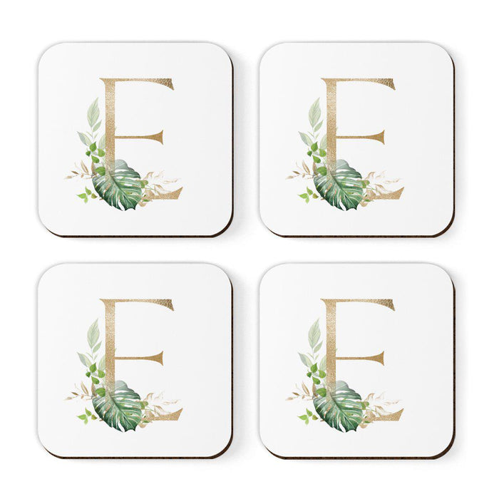 Square Coffee Drink Coasters Gift Set, Exotic Tropical Monogram-Set of 4-Andaz Press-E-