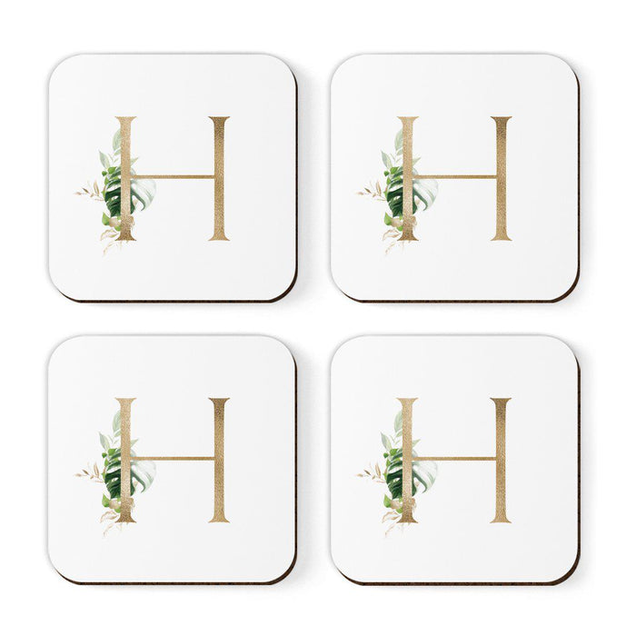 Square Coffee Drink Coasters Gift Set, Exotic Tropical Monogram-Set of 4-Andaz Press-H-