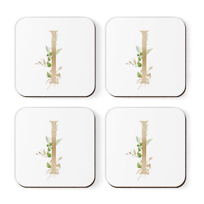 Square Coffee Drink Coasters Gift Set, Exotic Tropical Monogram-Set of 4-Andaz Press-I-