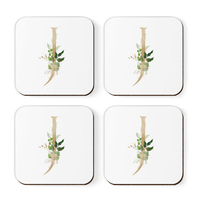 Square Coffee Drink Coasters Gift Set, Exotic Tropical Monogram-Set of 4-Andaz Press-J-