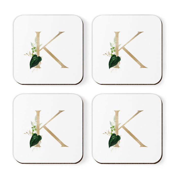 Square Coffee Drink Coasters Gift Set, Exotic Tropical Monogram-Set of 4-Andaz Press-K-