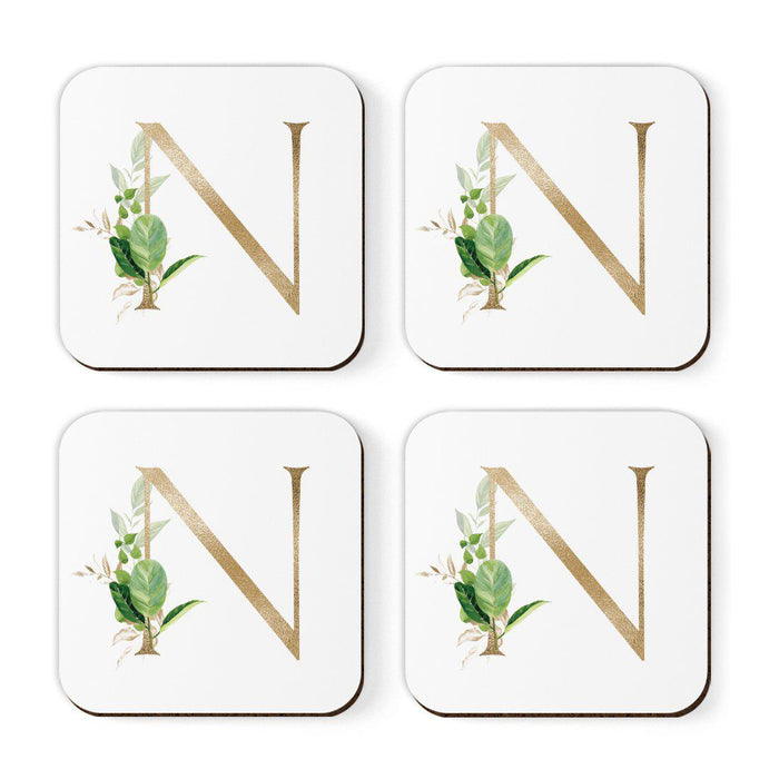 Square Coffee Drink Coasters Gift Set, Exotic Tropical Monogram-Set of 4-Andaz Press-N-