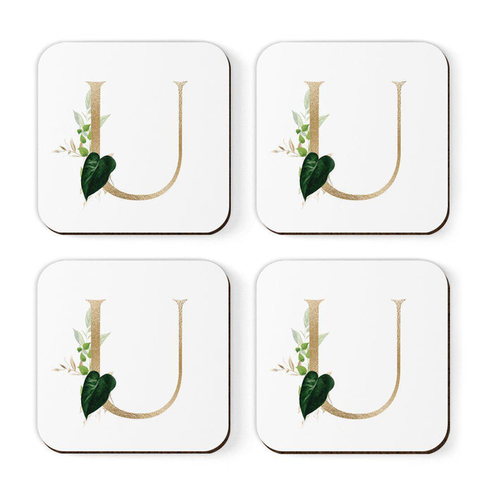 Square Coffee Drink Coasters Gift Set, Exotic Tropical Monogram-Set of 4-Andaz Press-U-
