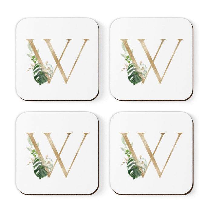 Square Coffee Drink Coasters Gift Set, Exotic Tropical Monogram-Set of 4-Andaz Press-W-