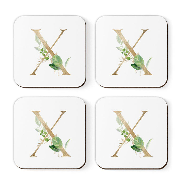 Square Coffee Drink Coasters Gift Set, Exotic Tropical Monogram-Set of 4-Andaz Press-X-
