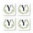 Square Coffee Drink Coasters Gift Set, Garden Green Monogram-Set of 4-Andaz Press-A-