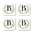 Square Coffee Drink Coasters Gift Set, Garden Green Monogram-Set of 4-Andaz Press-A-