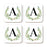 Square Coffee Drink Coasters Gift Set, Garden Green Monogram-Set of 4-Andaz Press-A-