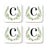 Square Coffee Drink Coasters Gift Set, Garden Green Monogram-Set of 4-Andaz Press-C-
