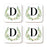 Square Coffee Drink Coasters Gift Set, Garden Green Monogram-Set of 4-Andaz Press-D-