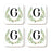 Square Coffee Drink Coasters Gift Set, Garden Green Monogram-Set of 4-Andaz Press-G-
