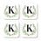 Square Coffee Drink Coasters Gift Set, Garden Green Monogram-Set of 4-Andaz Press-K-