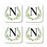 Square Coffee Drink Coasters Gift Set, Garden Green Monogram-Set of 4-Andaz Press-N-