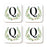 Square Coffee Drink Coasters Gift Set, Garden Green Monogram-Set of 4-Andaz Press-Q-