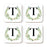 Square Coffee Drink Coasters Gift Set, Garden Green Monogram-Set of 4-Andaz Press-T-