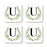 Square Coffee Drink Coasters Gift Set, Garden Green Monogram-Set of 4-Andaz Press-U-