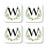 Square Coffee Drink Coasters Gift Set, Garden Green Monogram-Set of 4-Andaz Press-W-
