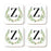 Square Coffee Drink Coasters Gift Set, Garden Green Monogram-Set of 4-Andaz Press-Z-