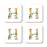 Square Coffee Drink Coasters Gift Set, Lush Bloom Monogram-Set of 4-Andaz Press-A-