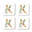 Square Coffee Drink Coasters Gift Set, Lush Bloom Monogram-Set of 4-Andaz Press-A-
