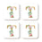 Square Coffee Drink Coasters Gift Set, Lush Bloom Monogram-Set of 4-Andaz Press-A-