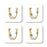 Square Coffee Drink Coasters Gift Set, Lush Bloom Monogram-Set of 4-Andaz Press-A-
