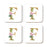 Square Coffee Drink Coasters Gift Set, Lush Bloom Monogram-Set of 4-Andaz Press-A-