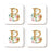 Square Coffee Drink Coasters Gift Set, Lush Bloom Monogram-Set of 4-Andaz Press-B-