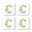 Square Coffee Drink Coasters Gift Set, Lush Bloom Monogram-Set of 4-Andaz Press-C-