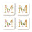 Square Coffee Drink Coasters Gift Set, Lush Bloom Monogram-Set of 4-Andaz Press-M-