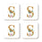 Square Coffee Drink Coasters Gift Set, Lush Bloom Monogram-Set of 4-Andaz Press-S-