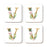 Square Coffee Drink Coasters Gift Set, Lush Bloom Monogram-Set of 4-Andaz Press-V-