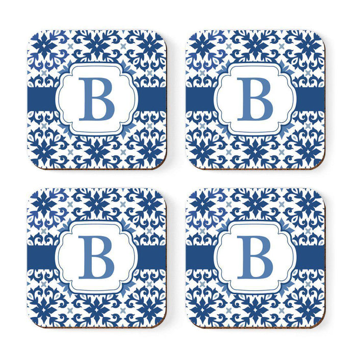 Square Coffee Drink Coasters Gift Set, Moroccan Monogram-Set of 4-Andaz Press-B-