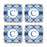 Square Coffee Drink Coasters Gift Set, Moroccan Monogram-Set of 4-Andaz Press-C-