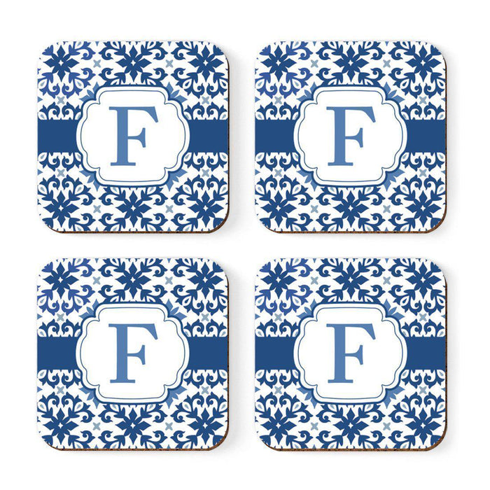 Square Coffee Drink Coasters Gift Set, Moroccan Monogram-Set of 4-Andaz Press-F-