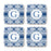 Square Coffee Drink Coasters Gift Set, Moroccan Monogram-Set of 4-Andaz Press-G-