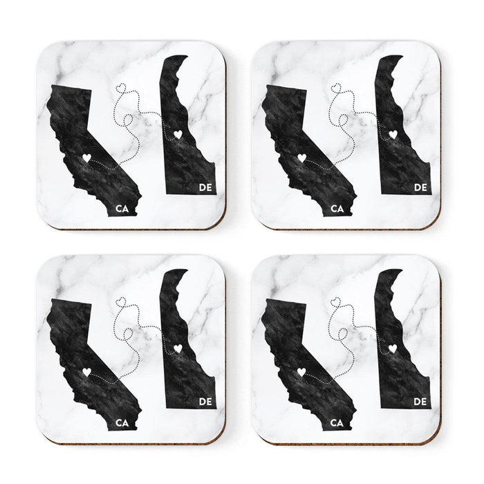 Square Coffee Drink Coasters Long Distance Gift, California-Set of 4-Andaz Press-Alabama-