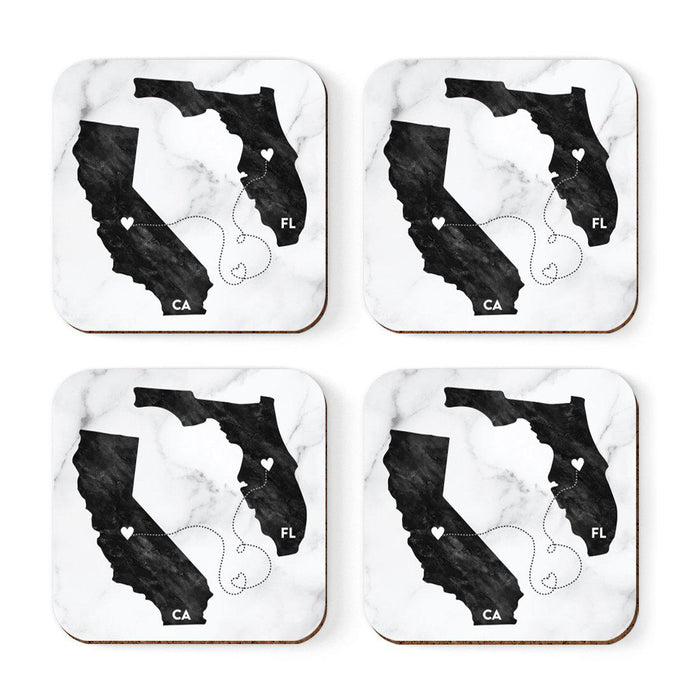 Square Coffee Drink Coasters Long Distance Gift, California-Set of 4-Andaz Press-Alabama-