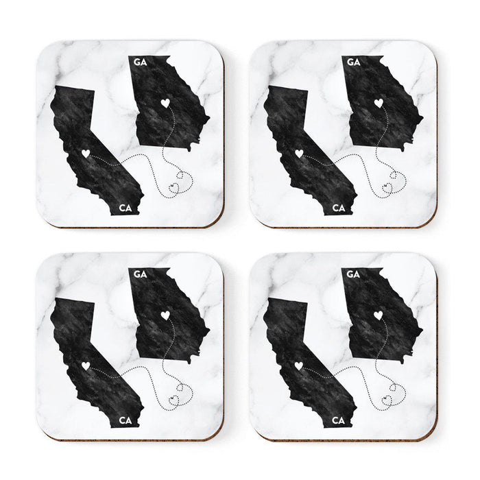 Square Coffee Drink Coasters Long Distance Gift, California-Set of 4-Andaz Press-Alabama-