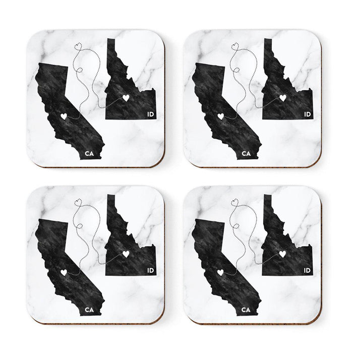 Square Coffee Drink Coasters Long Distance Gift, California-Set of 4-Andaz Press-Alabama-