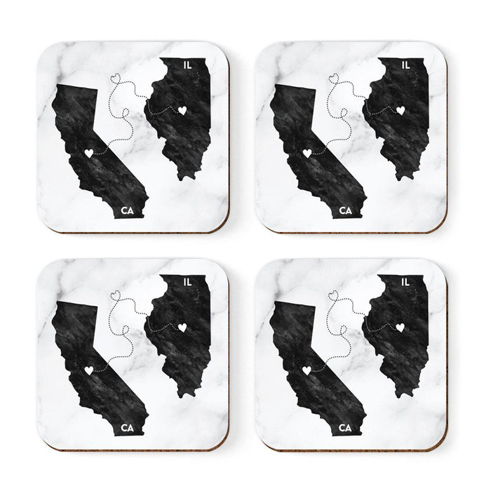Square Coffee Drink Coasters Long Distance Gift, California-Set of 4-Andaz Press-Alabama-