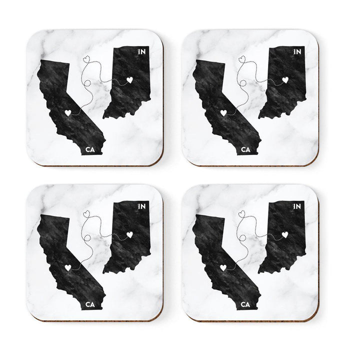 Square Coffee Drink Coasters Long Distance Gift, California-Set of 4-Andaz Press-Alabama-