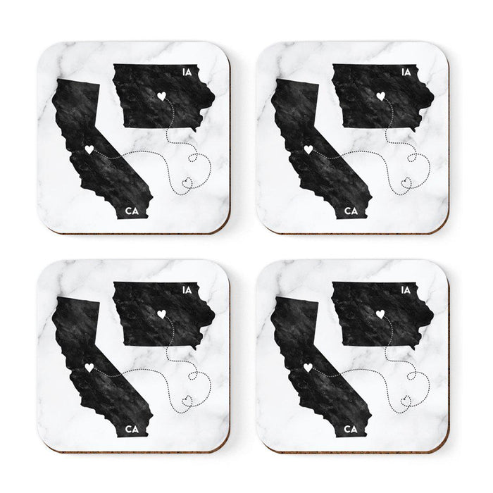 Square Coffee Drink Coasters Long Distance Gift, California-Set of 4-Andaz Press-Alabama-