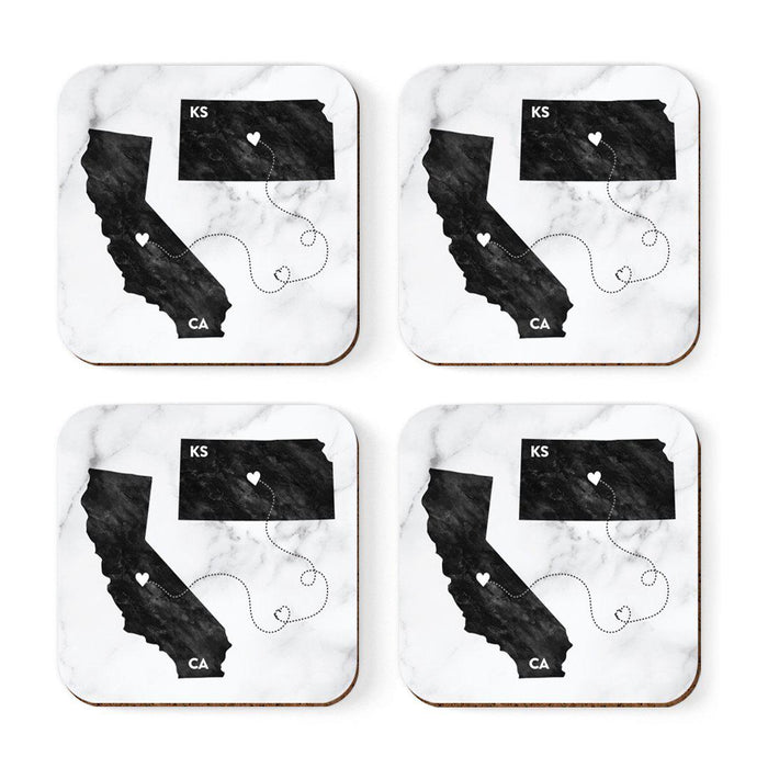 Square Coffee Drink Coasters Long Distance Gift, California-Set of 4-Andaz Press-Alabama-